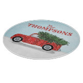 Red Truck Snow Weihnachtsbaum Personalisiert Schneidebrett (Ecke)