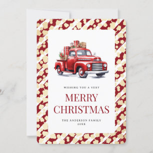 Red Truck Stripes Stars Frohe Weihnachten