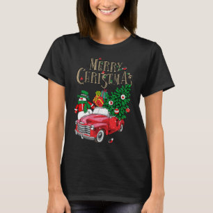 Red Truck Tragend Weihnachtsbaum Familie Matching T-Shirt