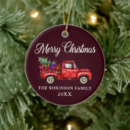 Red Truck Tree spendet fröhliches Weihnachtsburgun Keramik Ornament
