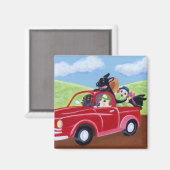 Red Truck und Labradors Magnet (Vorderseite/Rückseite)