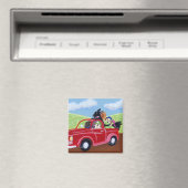 Red Truck und Labradors Magnet (In Situ (Geschirrspüler))