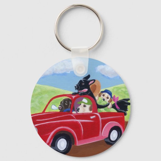 Red Truck und Labradors Schlüsselanhänger (Vorderseite)