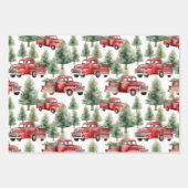Red Truck und Weihnachtsbaumen Karierte Bauernhof Geschenkpapier Set (Vorderseite)