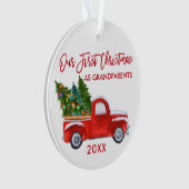 Red Truck Unsere ersten Weihnachten als Großeltern Ornament (Vorderseite)