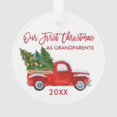 Red Truck Unsere ersten Weihnachten als Großeltern Ornament (Rückseite)