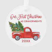 Red Truck Unsere ersten Weihnachten als Großeltern Ornament (Vorderseite)