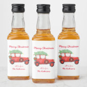 Red Truck Weihnachten Grüne Tree Urlaub Alkoholflaschenetikett (Flaschen)