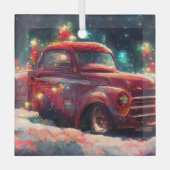 Red Truck Weihnachten Ornament Aus Glas (Vorderseite)
