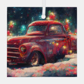 Red Truck Weihnachten Ornament Aus Glas (Rückseite)