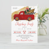 Red Truck Weihnachts-Party Einladung (Stehend Vorderseite)