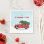 Red Truck Weihnachtsbaum Niedlich Personalisiert Serviette (Beispiel)