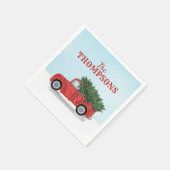 Red Truck Weihnachtsbaum Niedlich Personalisiert Serviette (Ecke)