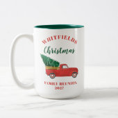 Red Truck Weihnachtsfamilie Wiedersehen Custom Zweifarbige Tasse (Links)