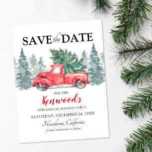 Red Truck Weihnachtsfeier Save the Date Ankündigungspostkarte