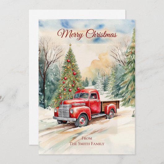 Red Truck Weihnachtskarte Feiertagskarte (Vorne/Hinten)
