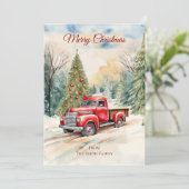 Red Truck Weihnachtskarte Feiertagskarte (Stehend Vorderseite)
