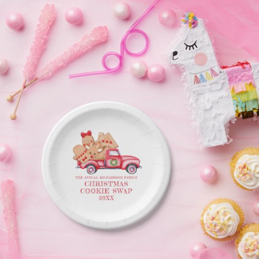 Red Truck Weihnachtskochtausch Pappteller (Party)