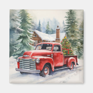 Red Truck Weihnachtsmagnet Magnet