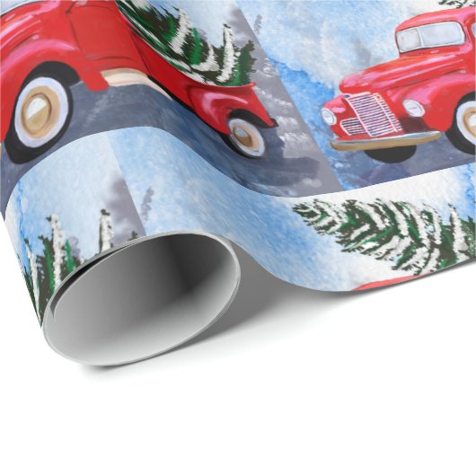 Red Truck Weihnachtswrapper Geschenkpapier (Rolleneckpunkt)