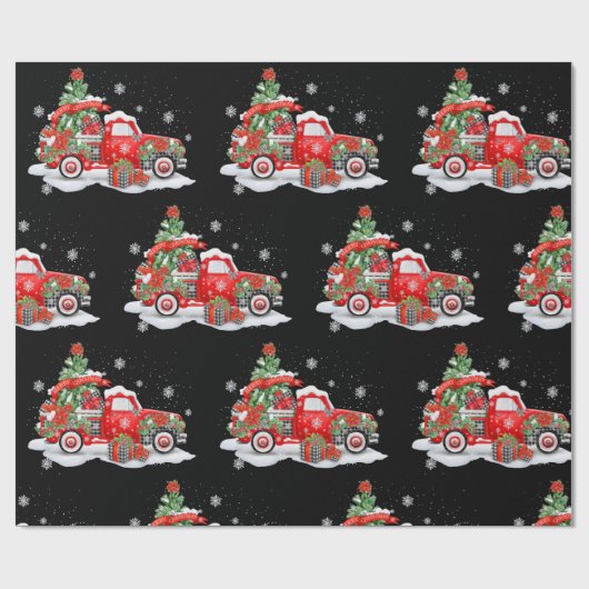 Red Truck Weihnachtswrapper Geschenkpapier (Flach)