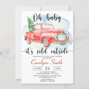 Red Truck Winter Baby Dusche Einladung