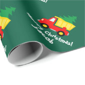 Red truck with Christmas tree cute Holiday Geschenkpapier (Rolleneckpunkt)