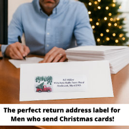  Red Truck with Christmas Tree Return Address 