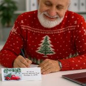 Red Truck with Christmas Tree Return Address