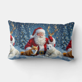 Red Truck with Tree Christmas Throw Pillow Lendenkissen