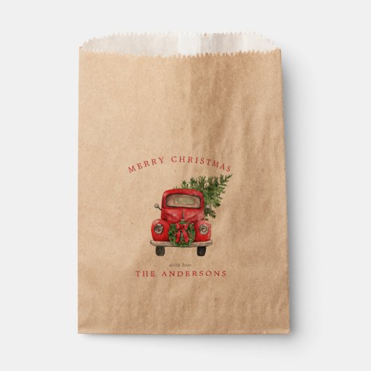 Red Truck Wreath Weihnachten Geschenktütchen (Vorderseite)