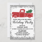 Red Truck Xmas Tree Company Holiday Party Silver Einladung (Vorderseite)