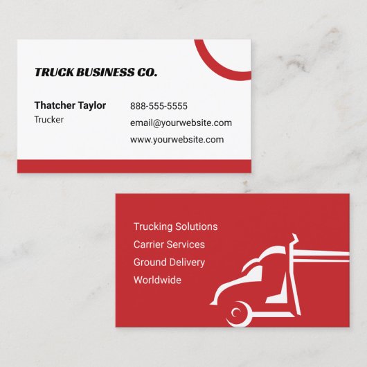 Red Truckers Business Card Visitenkarte (Vorne/Hinten)