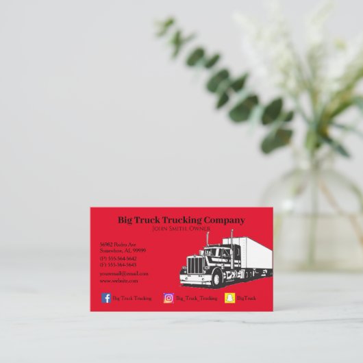 Red Trucking Company Visitenkarte (Stehend Vorderseite)