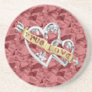 Red True Love Joined Hearts Untersetzer