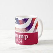 Red Trump 2024 verblasste amerikanische Flaggenkam Kaffeetasse (VorderseiteRechts)