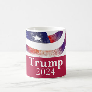 Red Trump 2024 verblasste amerikanische Flaggenkam Kaffeetasse