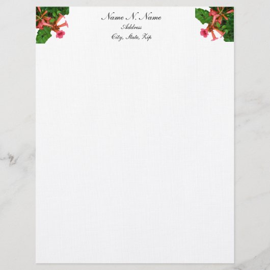 Red Trumpet Vine Briefbogen (Vorderseite)