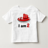 Red Tugboat Birthday Age 2 Kleinkind T-shirt (Vorderseite)