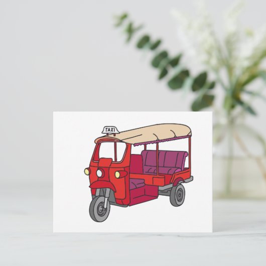 Red Tuktuk Postkarte (Stehend Vorderseite)