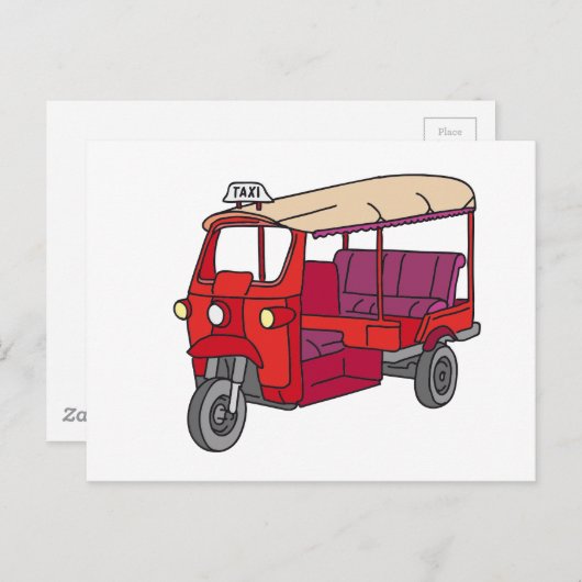 Red Tuktuk Postkarte (Vorne/Hinten)
