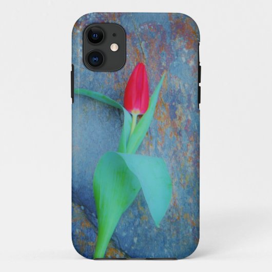 Red Tulip auf Blue Gray Slate Case-Mate iPhone Hülle (Rückseite)