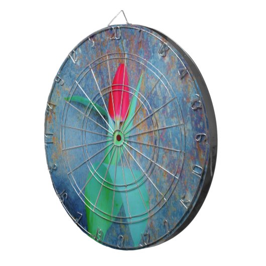 Red Tulip auf Blue Gray Slate Dartscheibe (Vorderseite rechts)