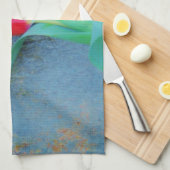 Red Tulip auf Blue Gray Slate Handtuch (Viertel Falte)