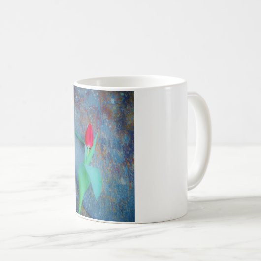 Red Tulip auf Blue Gray Slate Kaffeetasse (VorderseiteRechts)