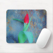 Red Tulip auf Blue Gray Slate Mousepad (Mit Mouse)