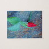 Red Tulip auf Blue Gray Slate Puzzle (Horizontal)