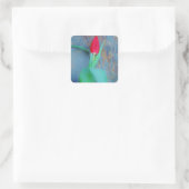Red Tulip auf Blue Gray Slate Quadratischer Aufkleber (Tasche)