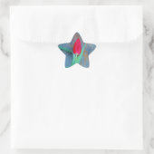 Red Tulip auf Blue Gray Slate Stern-Aufkleber (Tasche)