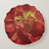 Red Tulip Blätter Rundes Kissen (Rückseite)